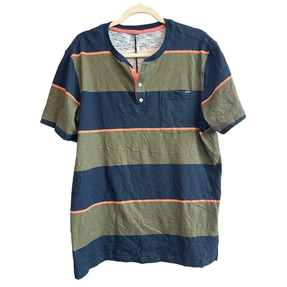 NWT Chubbies The Band About Striped Henley Blue Green Size Large